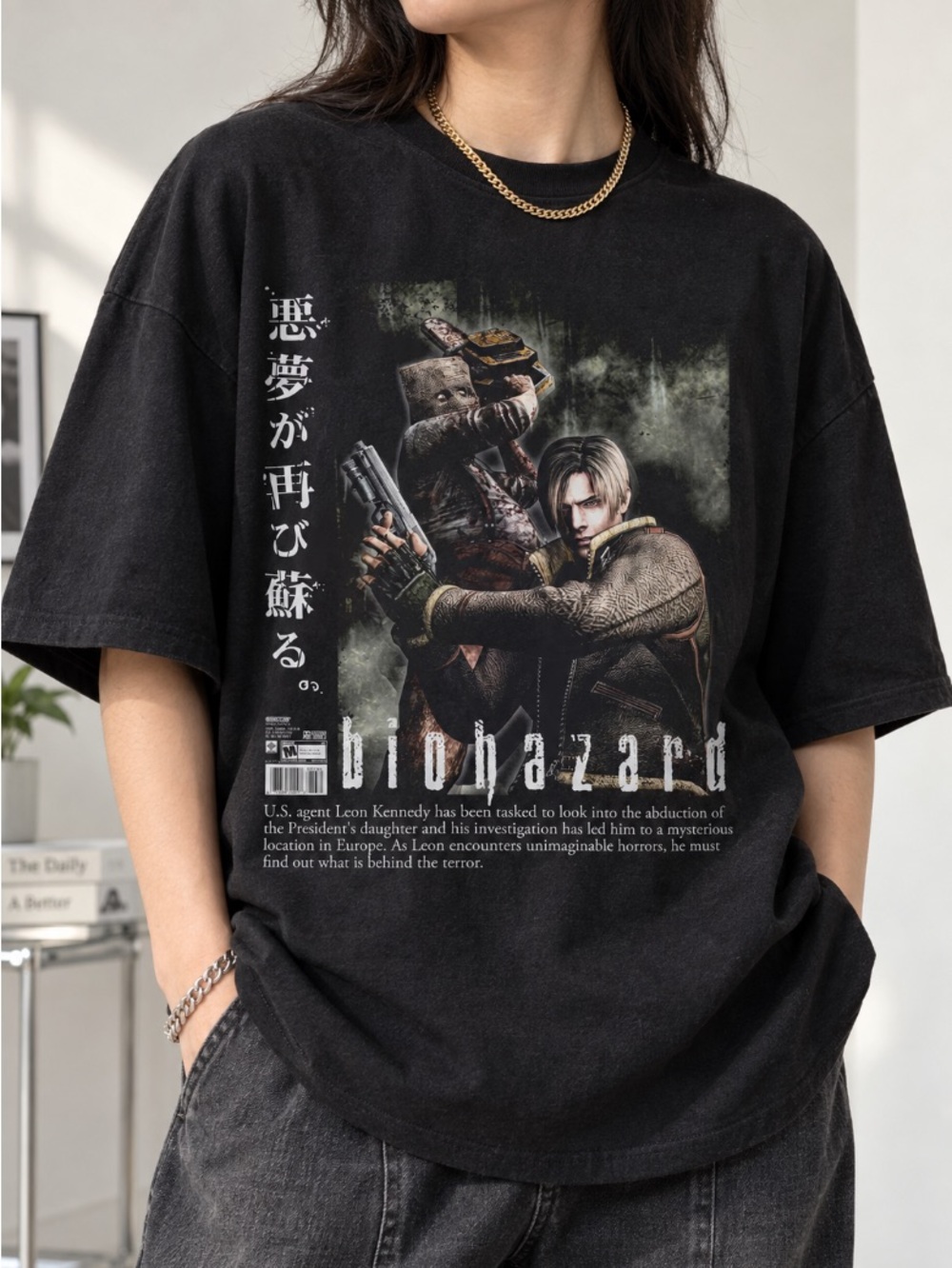 Bootleg Style Biohazard Resident Evil T-Shirt, Leon Kennedy T-shirt